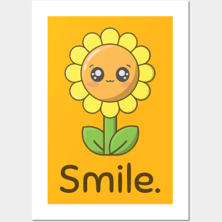 Smile Kawaii Sunflower Posters and Art